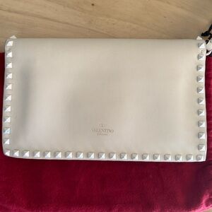 Valentino Ivory Leather Rockstud Wristlet